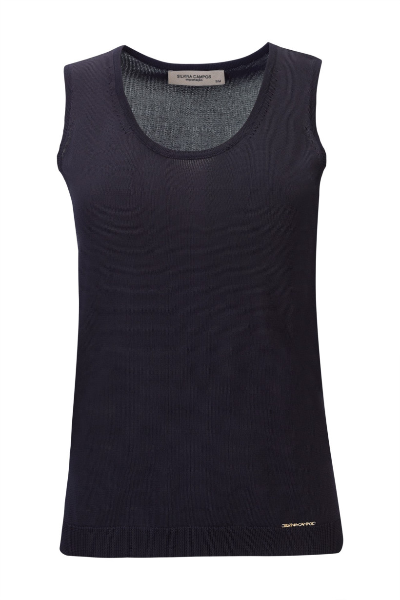 Top sem mangas azul marinho