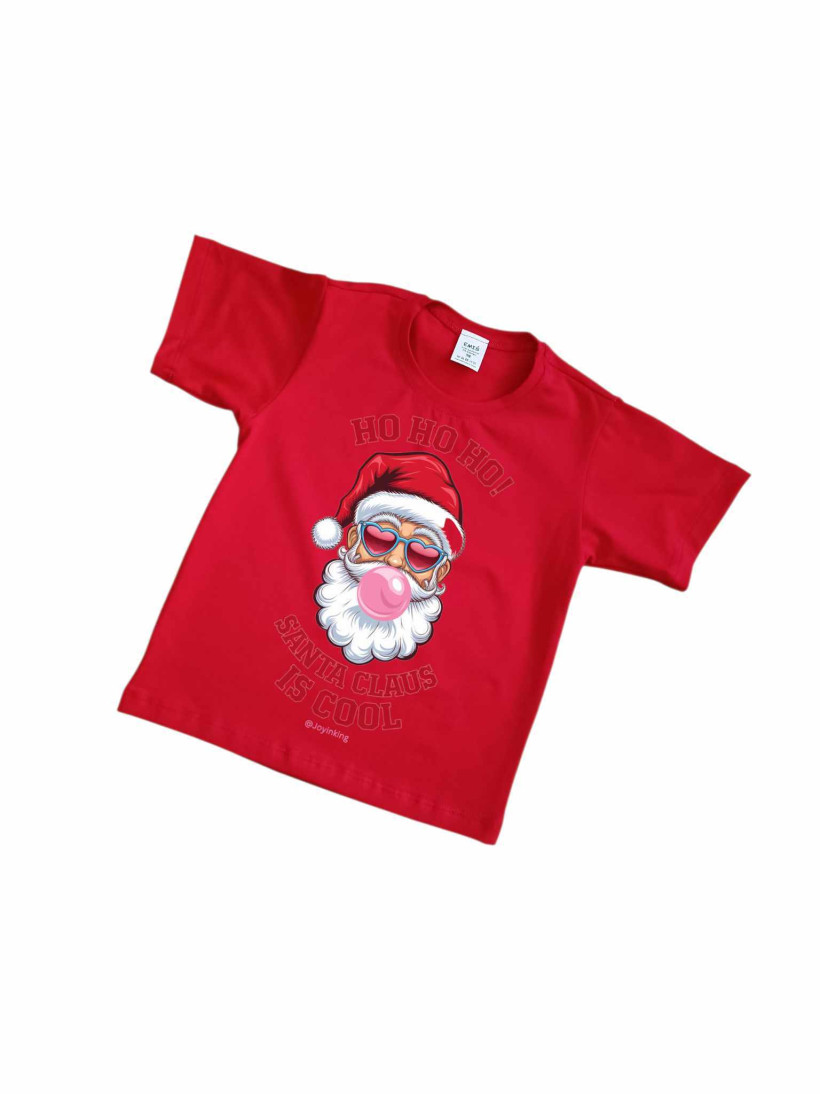 Koszulka dziecięca Emiś czerwona "Cool Mikołaj" z bawełny