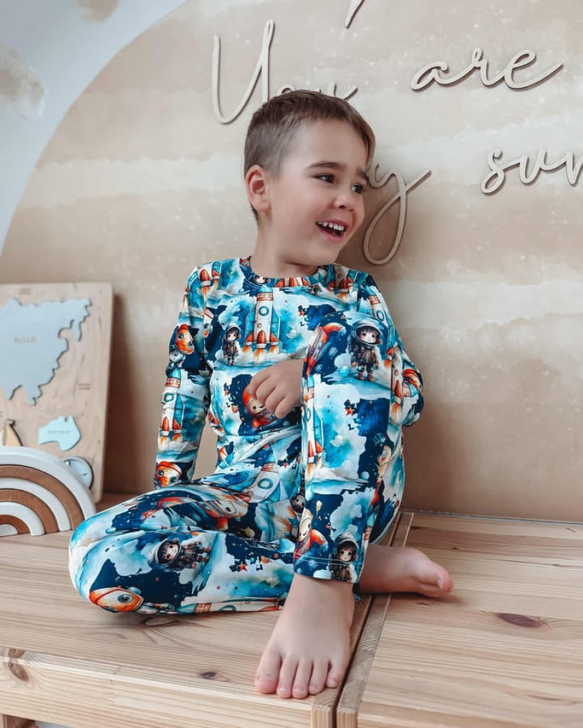 Piżama Kosmos Byobaby Wygodna Bawełniana Piżamka Dziecięca