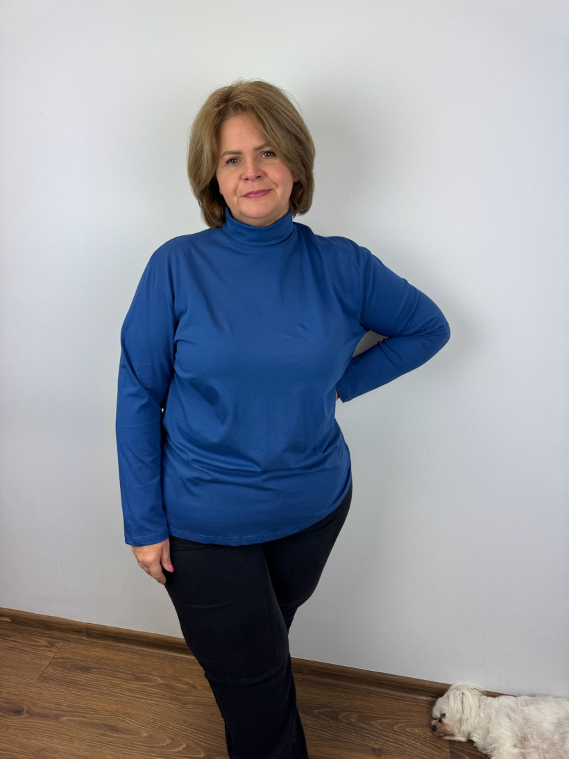 Golf bawełniany jednokolorowy - womary - 4xl - 6154 - jeans