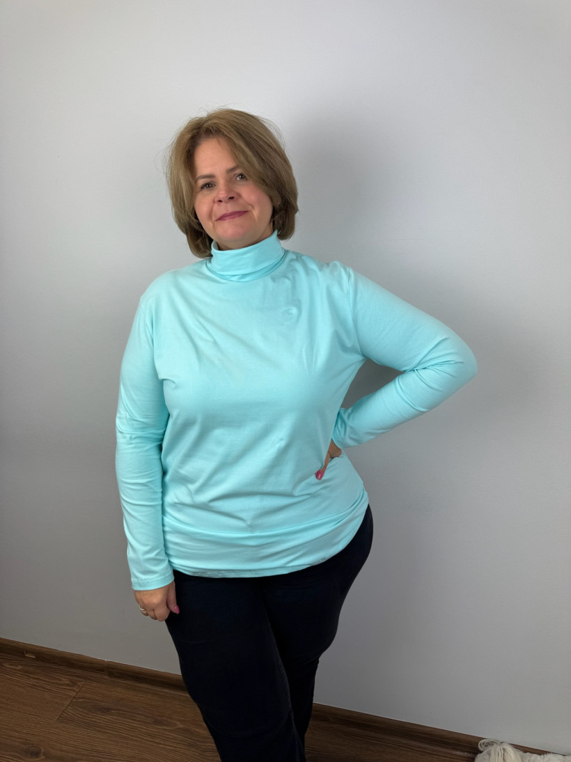 Golf bawełniany jednokolorowy - womary -  4xl - 6154 - mięta