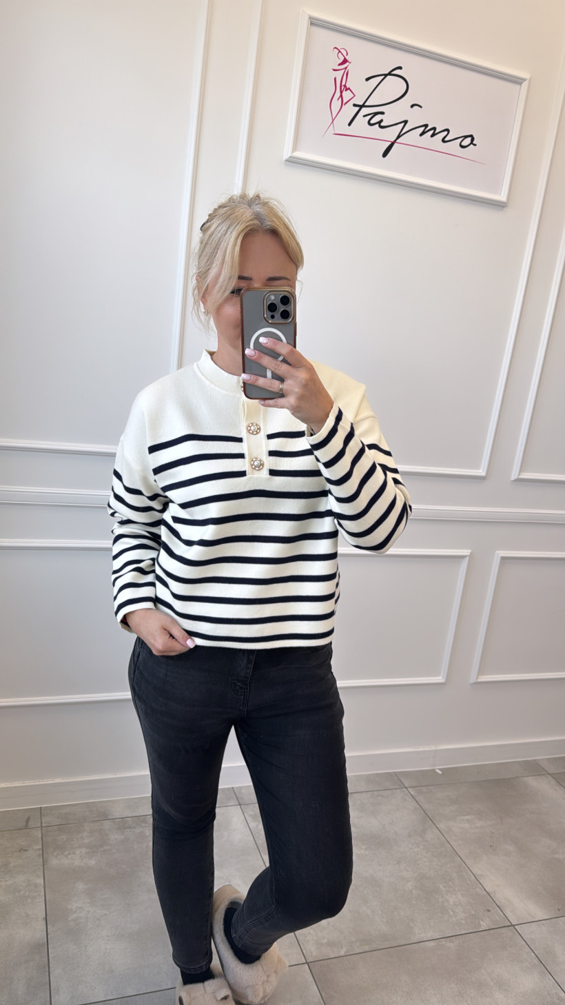 Sweter paski guziki 13710