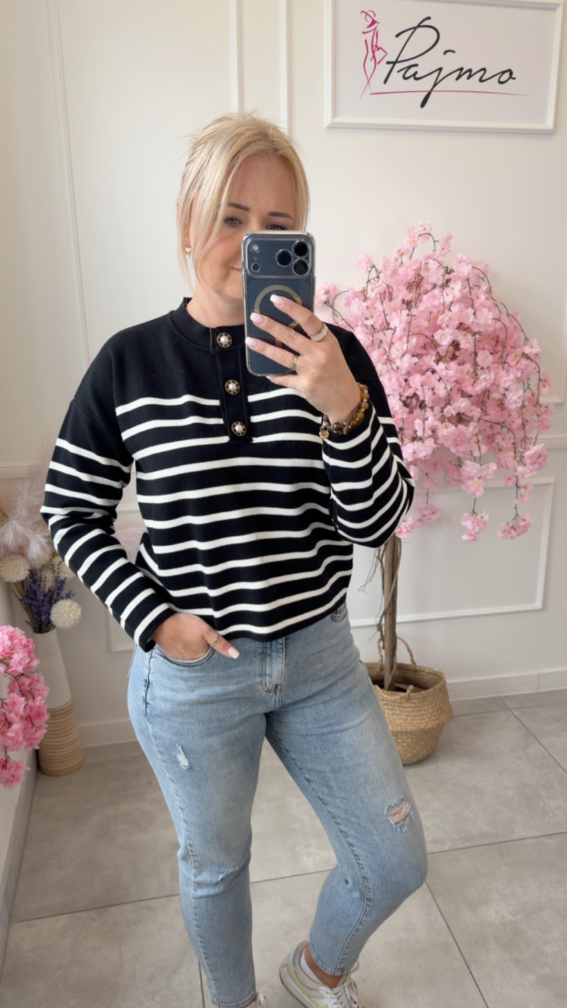 Sweter paski guziki 13710
