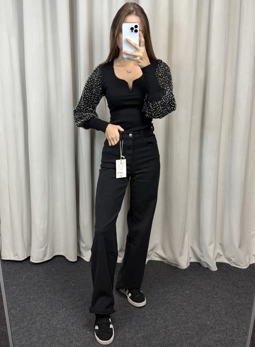 Spodnie jeansowe klasyczne czarne Lajoly