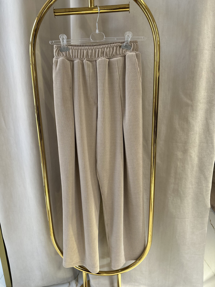 EM SPODNIE SZTRUKS CIEPŁY BEŻ