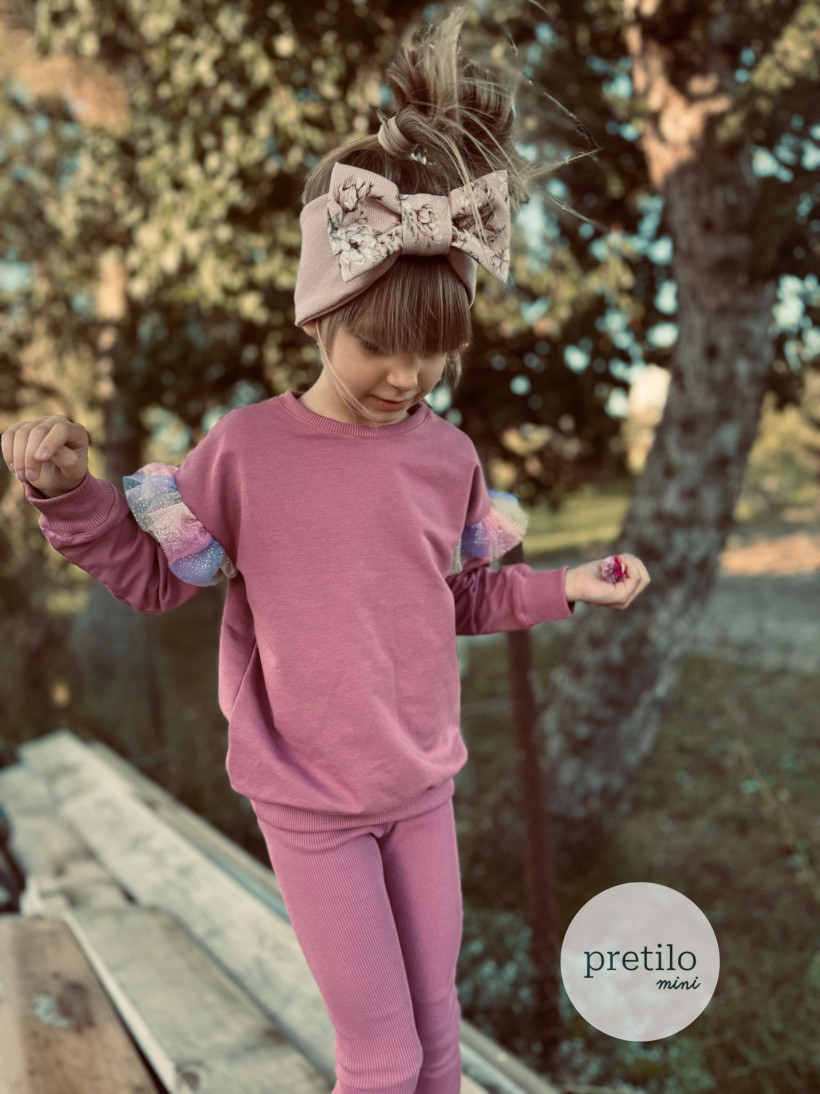 Bluza dziecięca Malaga Pretilo Mini z falbankami Przygaszony Róż