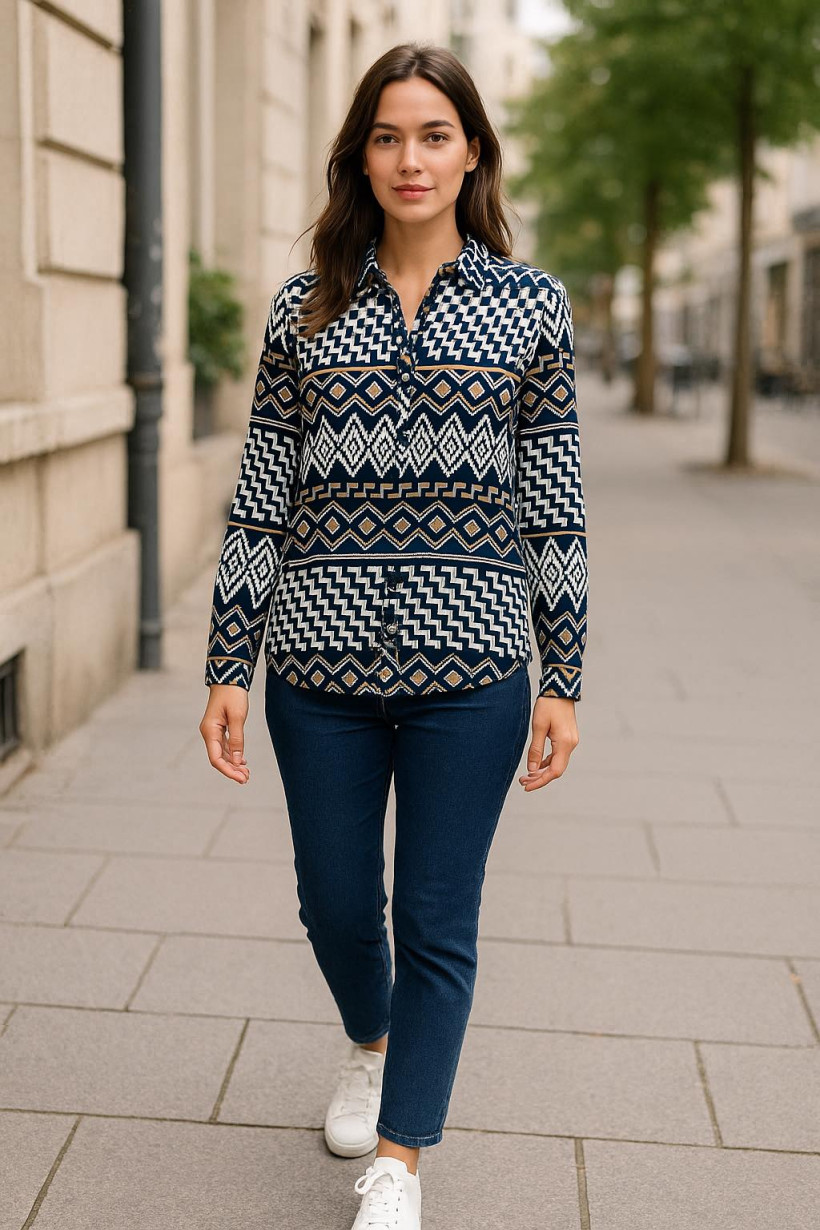 BLUSA ESTAMPA MULTI GEOMETRICA