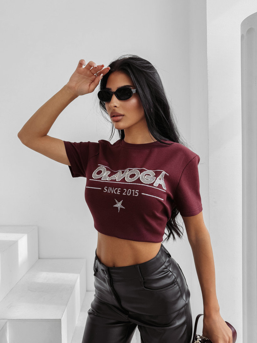 T-shirt damski OLAVOGA BLACK PRINCE 2025 bordo