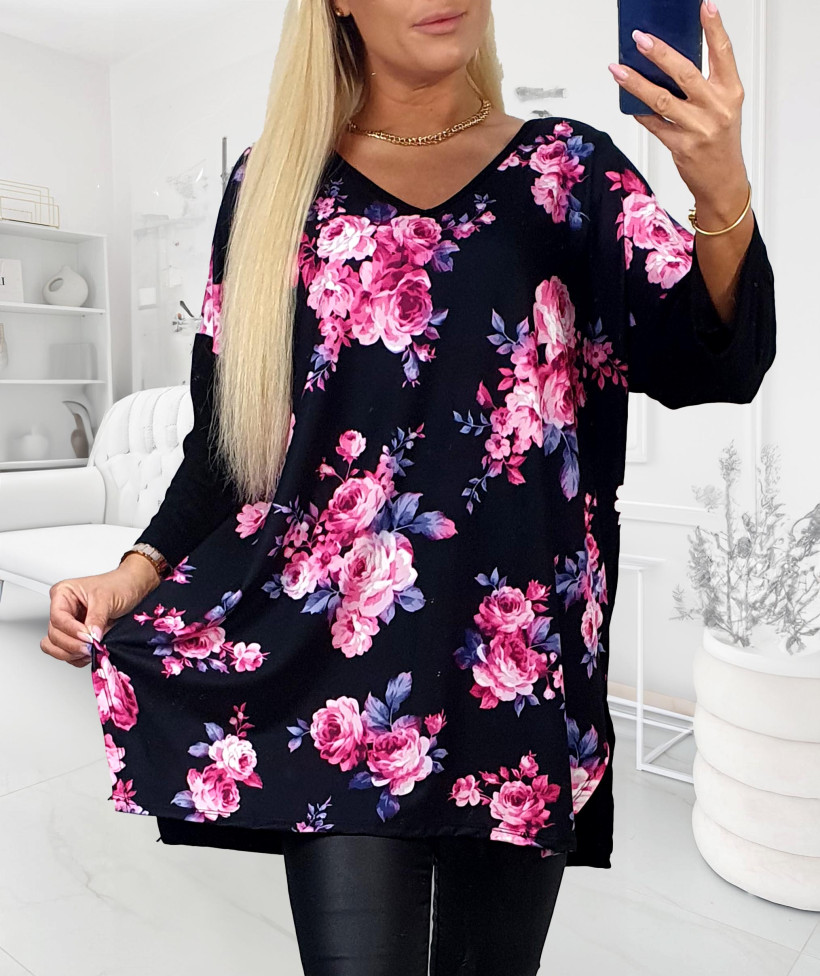 Tunika Plus Size BILLI różowe róże