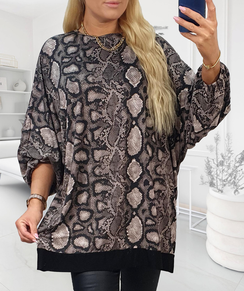 Tunika damska Plus Size – motylkowy krój WĄŻ