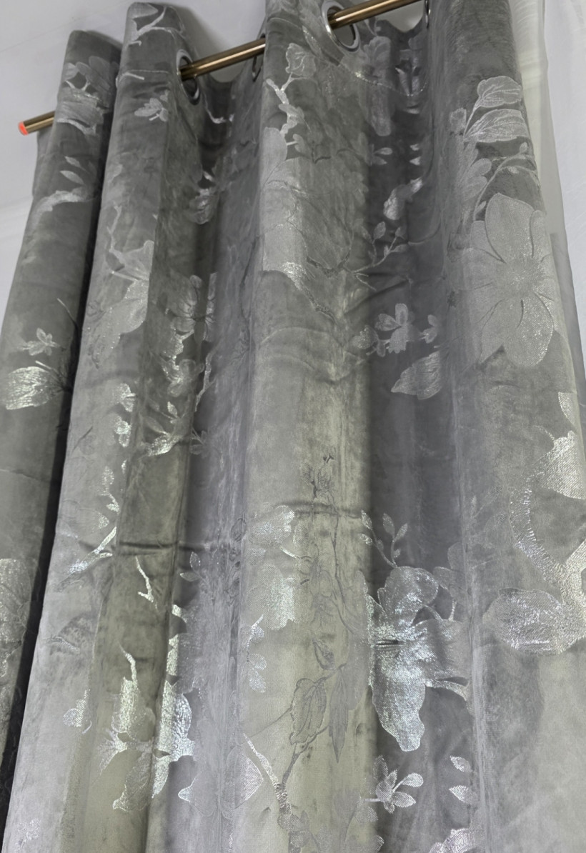 Zasłona welur 140x250cm Szara ze sreberkiem celia 