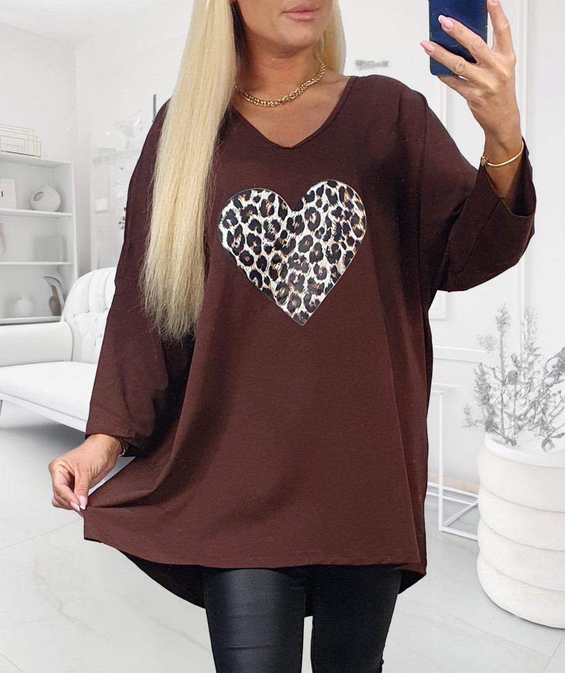 Tunika bawełniana Plus Size panterkowe serduszko KOLORY