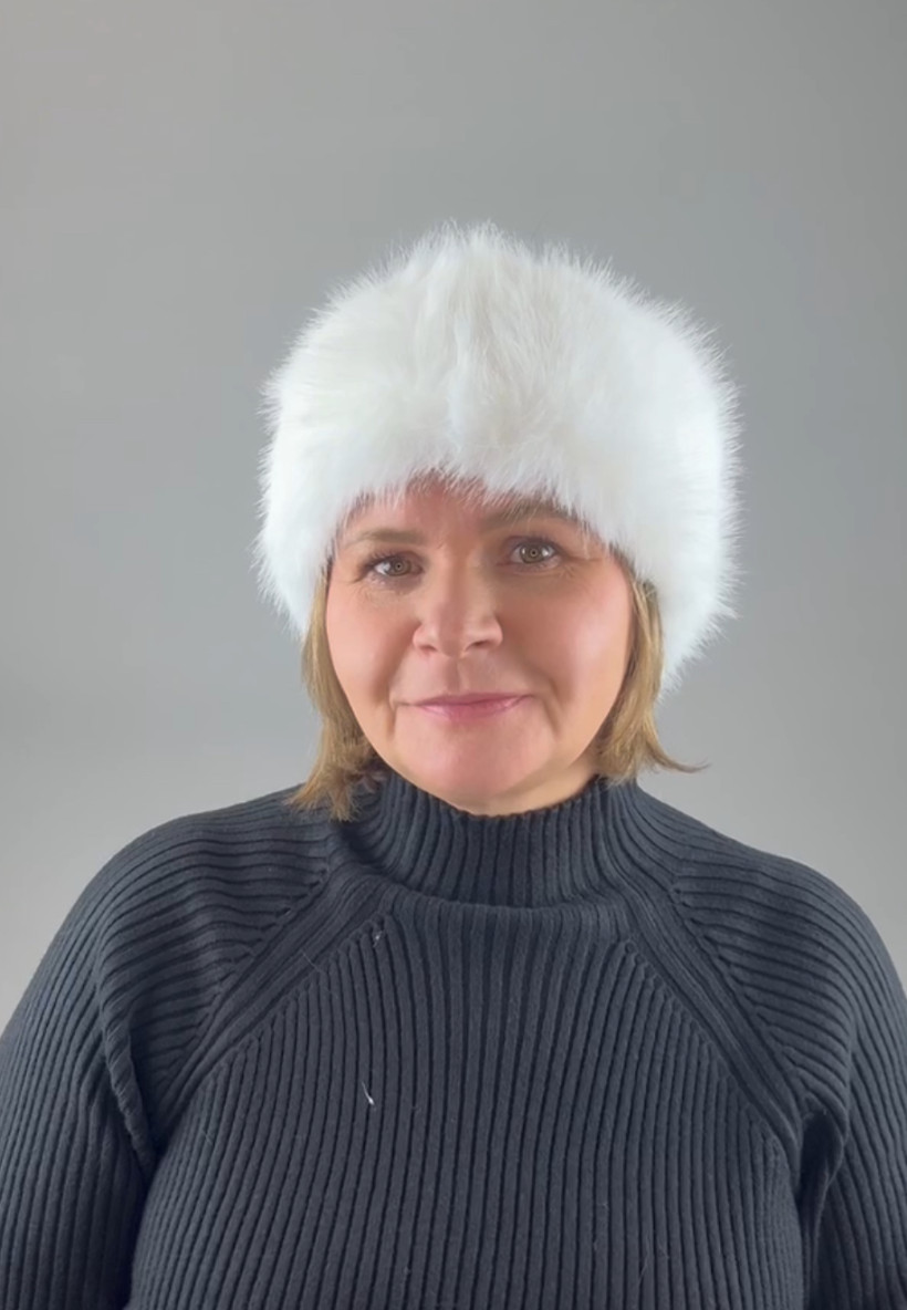 Opaska futerkowa - 13118 - śmietankowa/biała