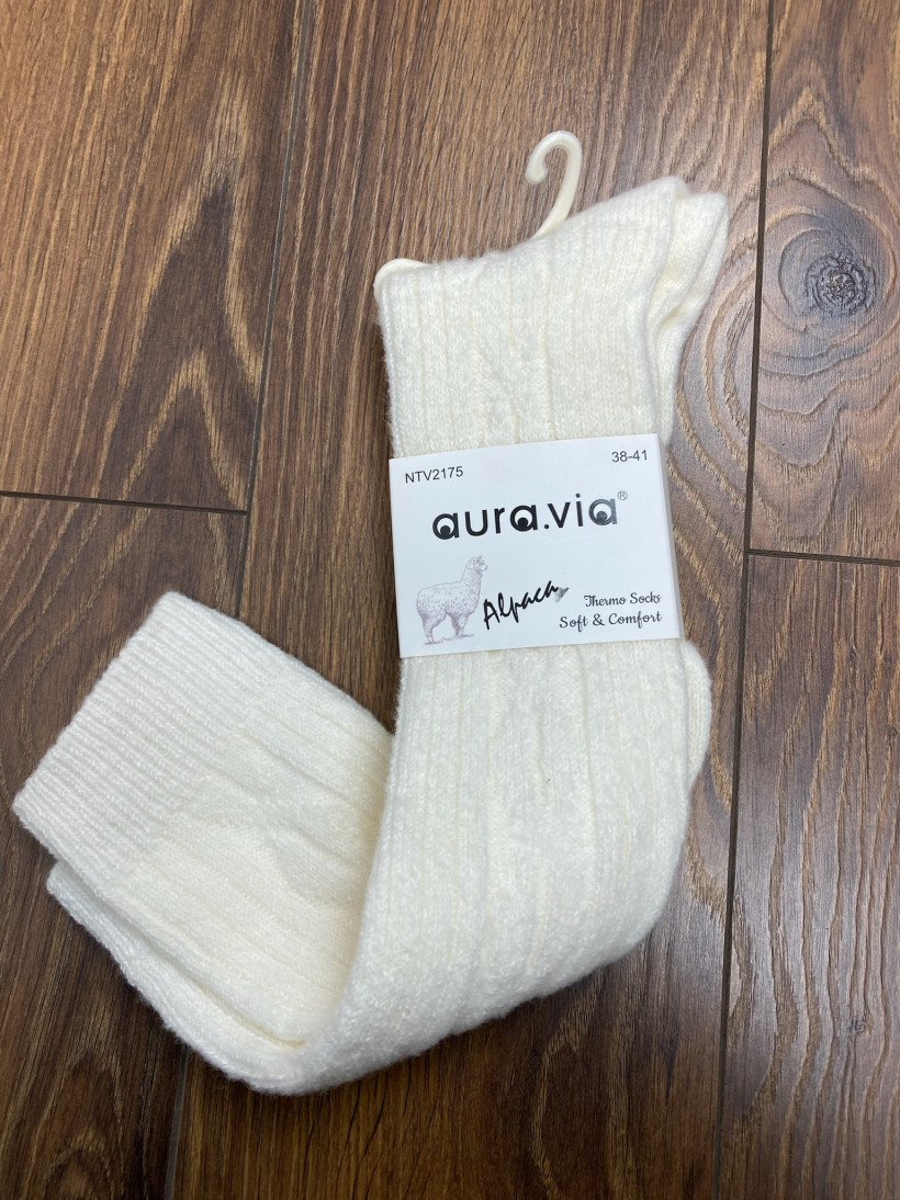Podkolanówki warkocz, alpaka - rozm. 38/41 -  2175 - śmietankowe