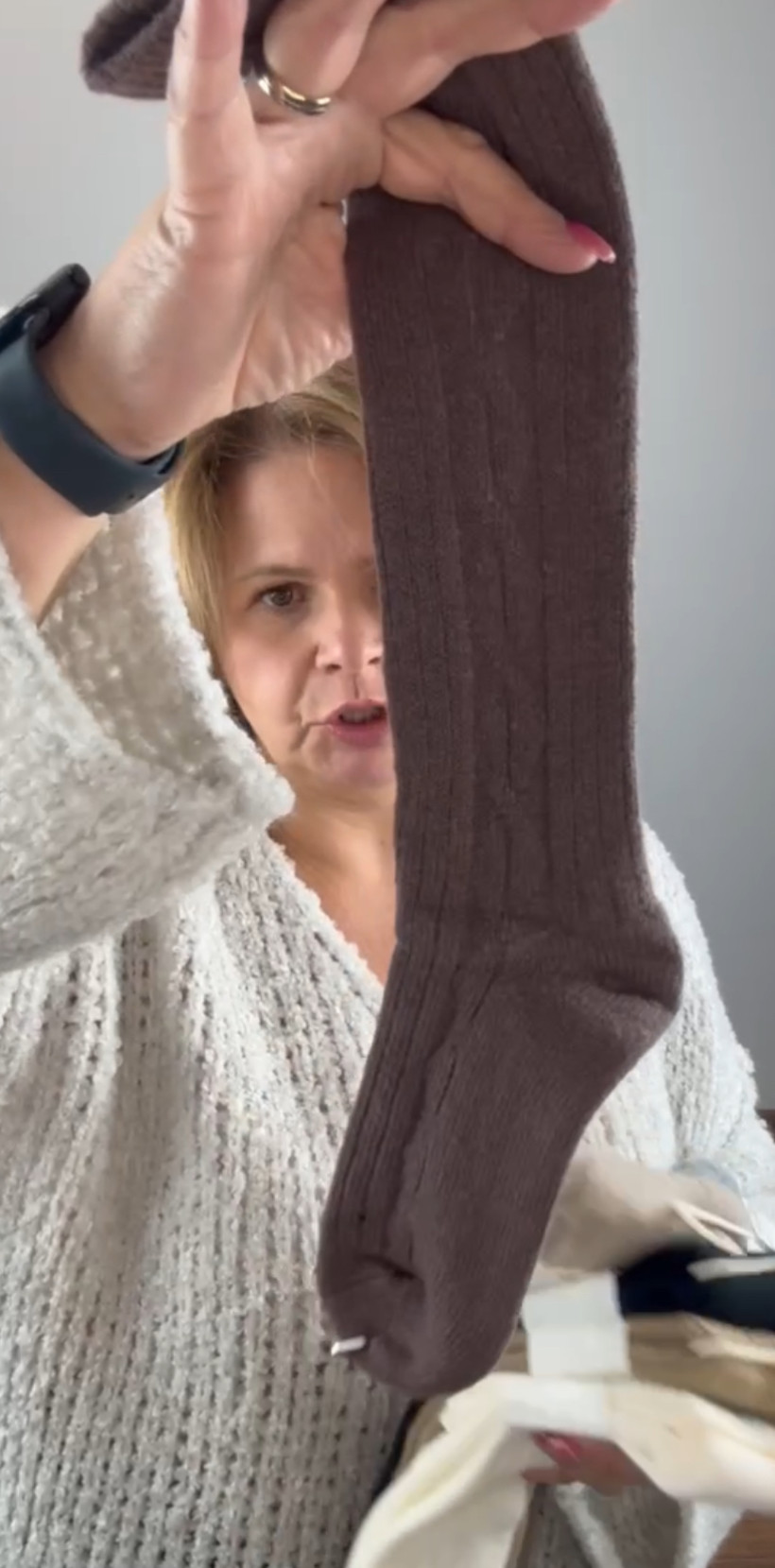 Podkolanówki warkocz, alpaka - rozm. 38/41 -  2175 - czekolada