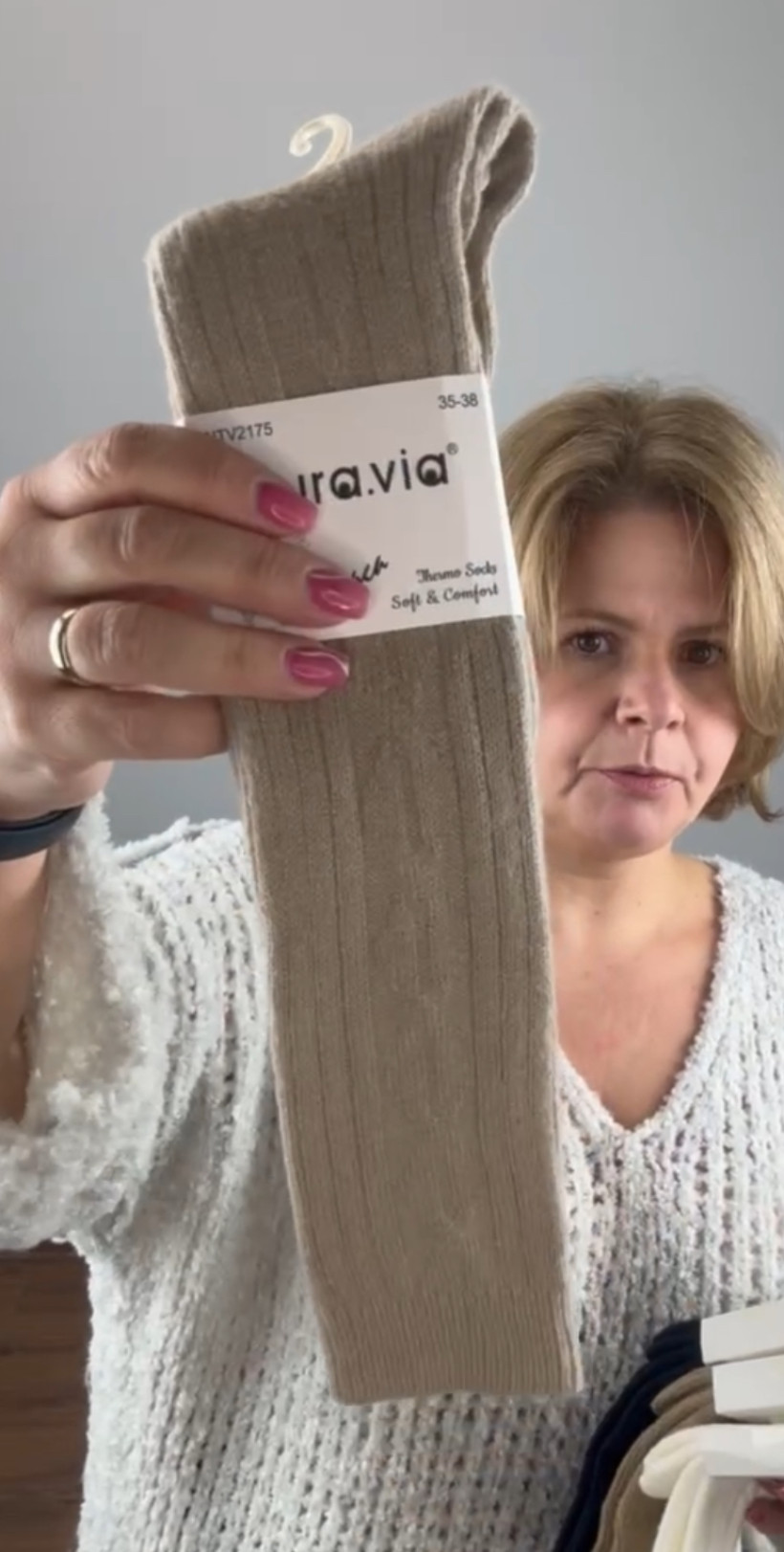 Podkolanówki warkocz, alpaka - rozm. 38/41 -  2175 - beż