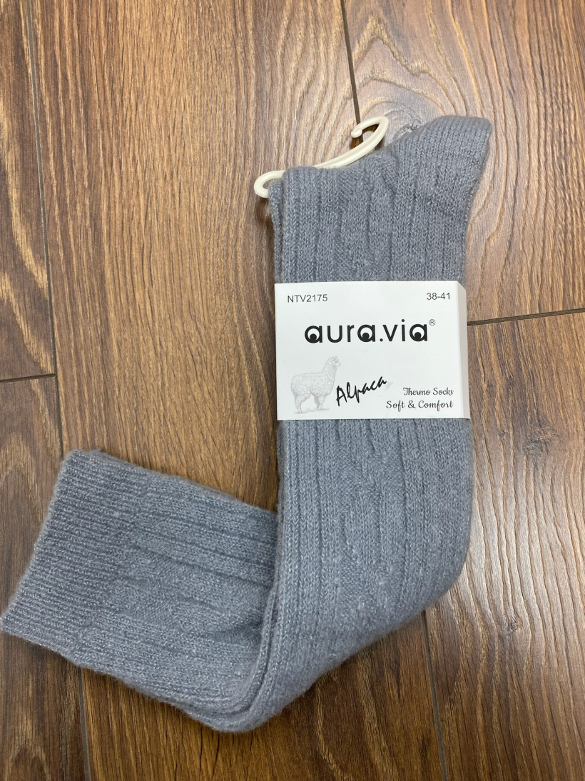 Podkolanówki warkocz, alpaka - rozm. 38/41 -  2175 - popiel