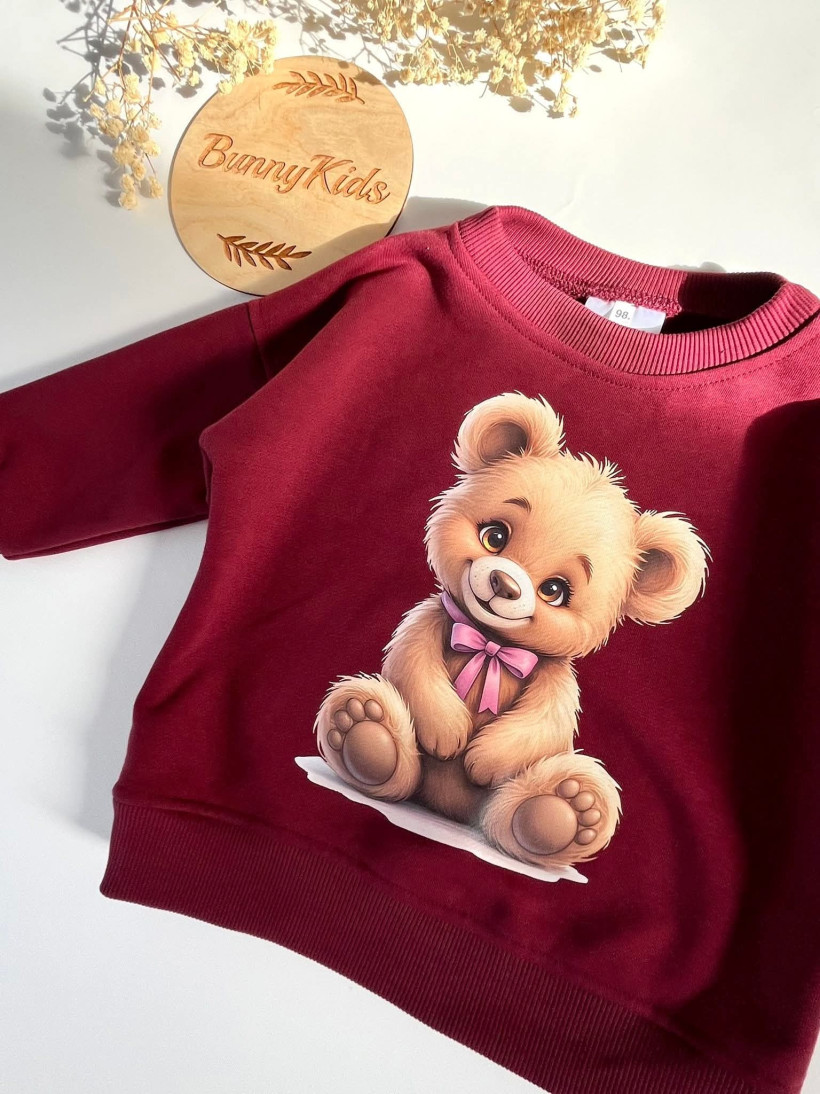 BLUZA MIŚ DZIEWCZYNKA BORDO BUNNY KIDS