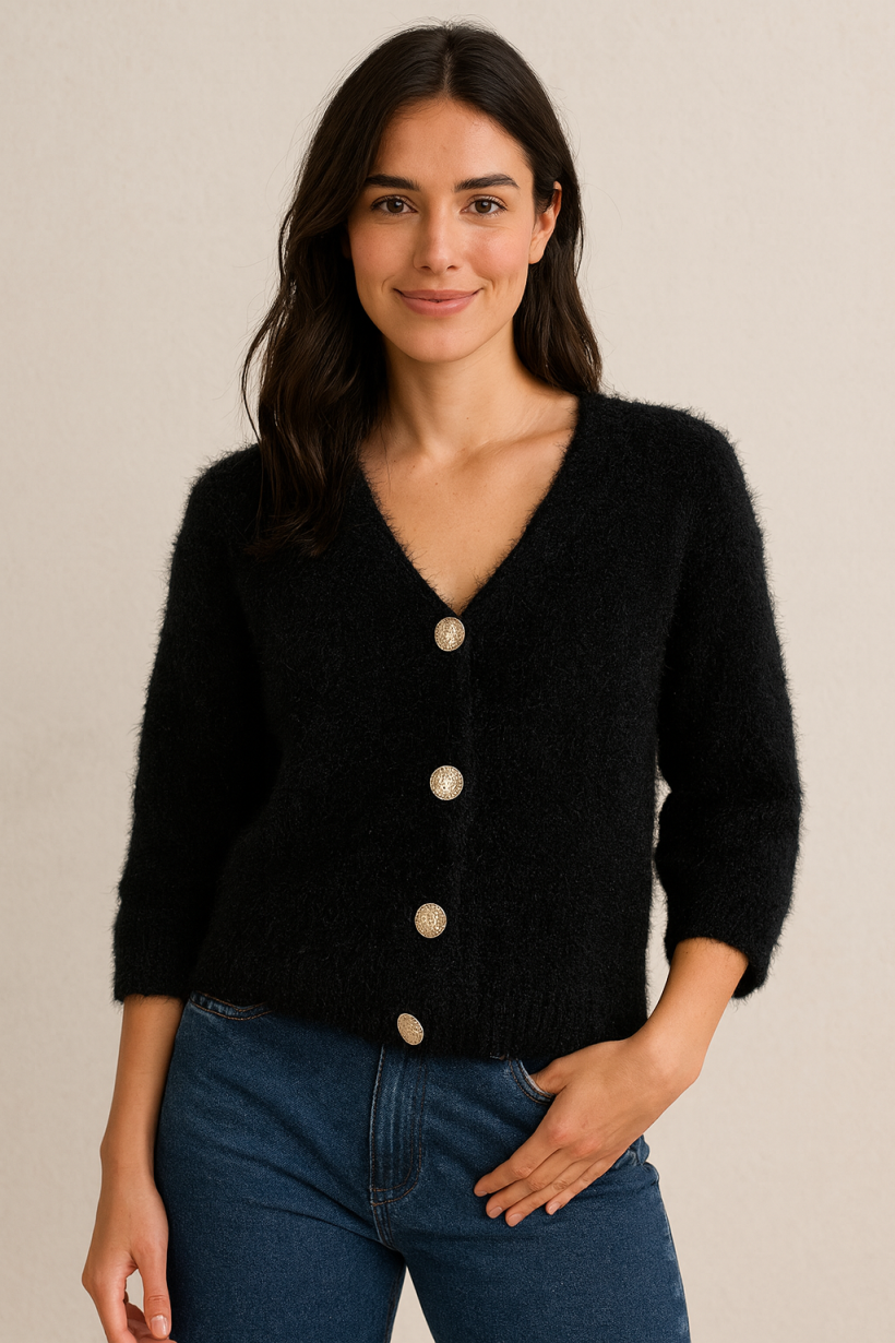 Sweter czarny guziki 1699