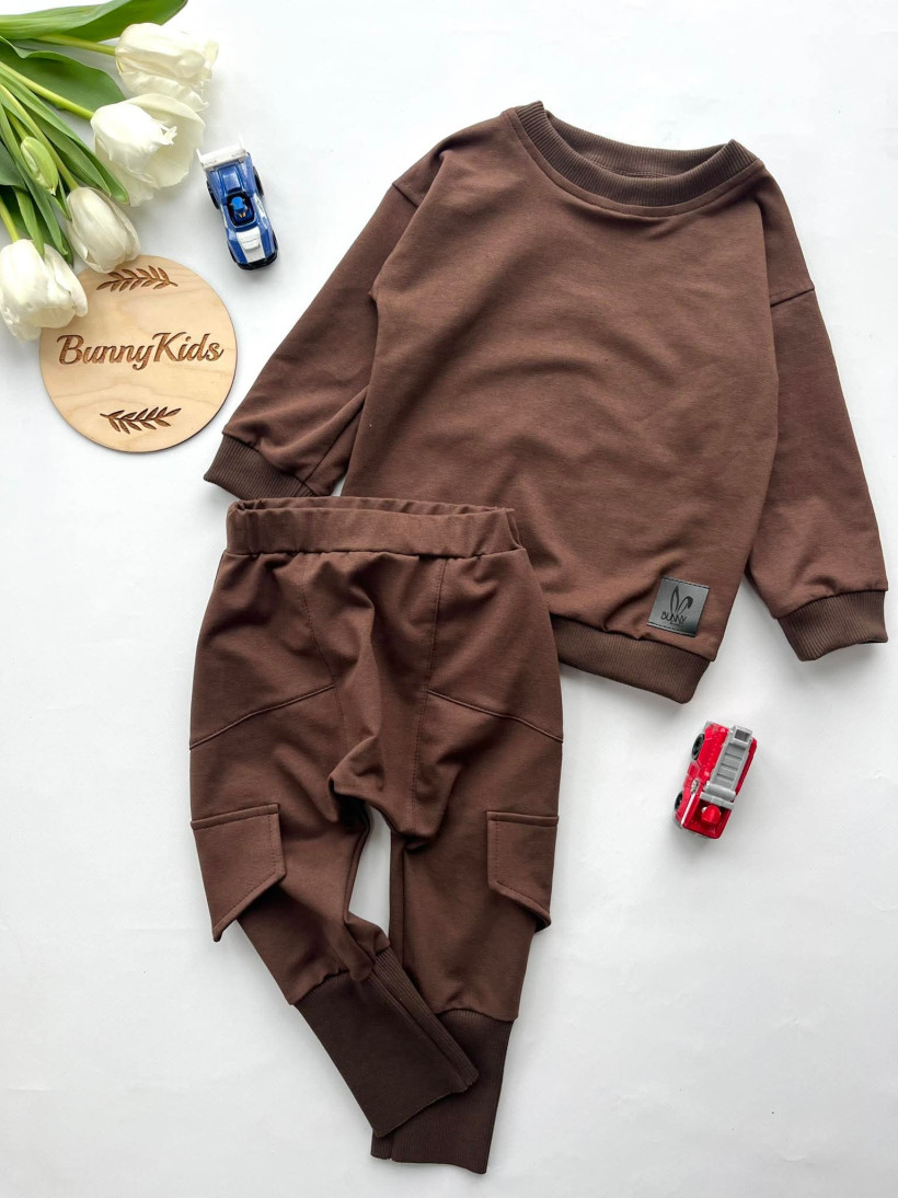 KOMPLET DRES CZEKOLADA BLUZA + SPODNIE BAGGY BUNNY KIDS