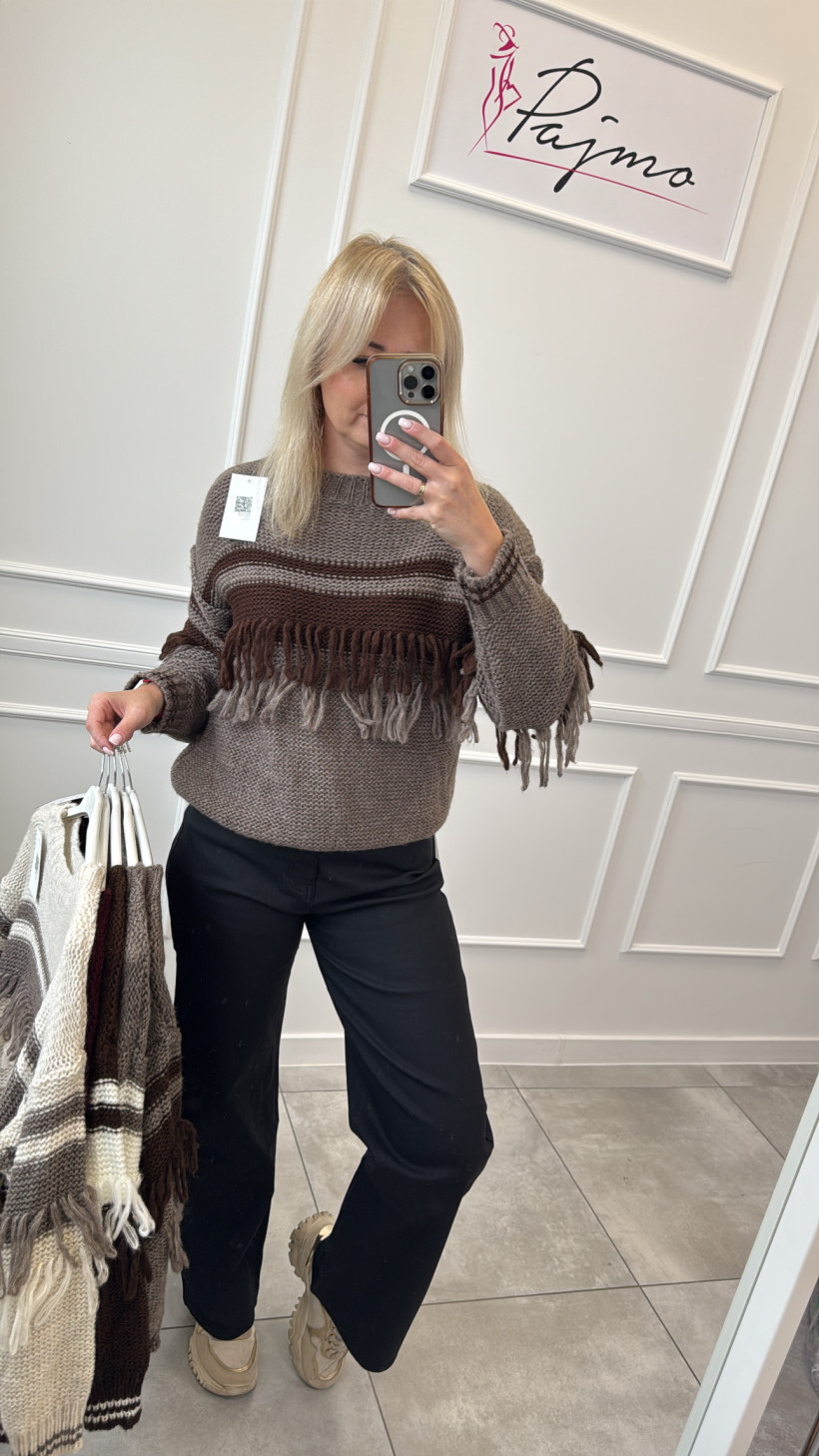 Sweter frędzle 13741