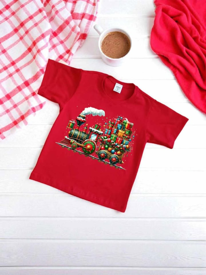Koszulka świąteczna Emiś z pociągiem Prezentów
