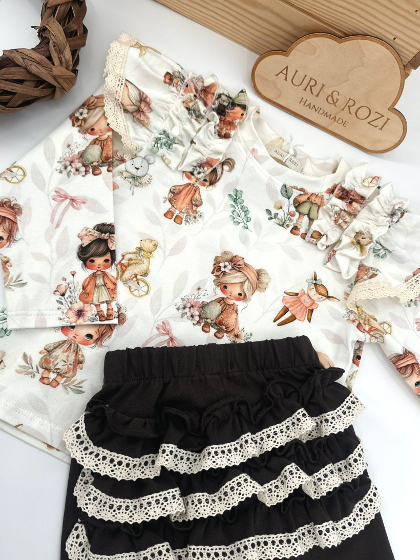 LEGINSY CZEKOLADOWE Z FALBANKĄ AURI&ROZI