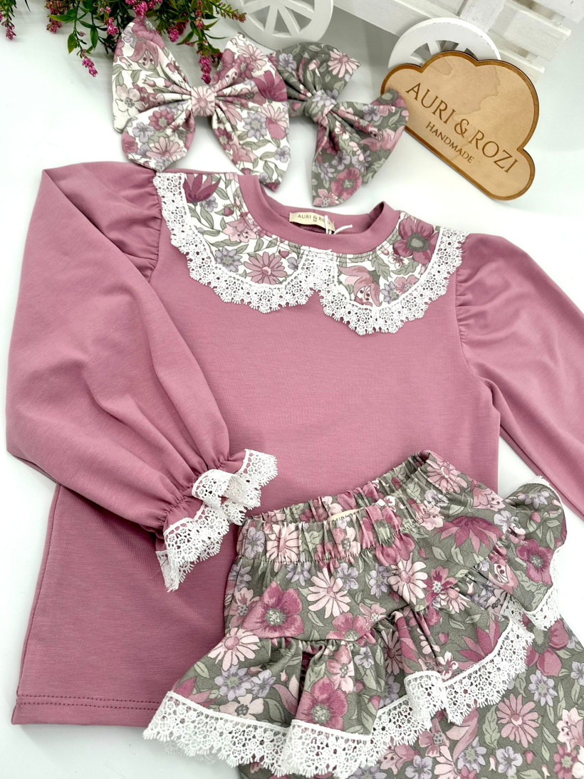 LEGINSY Z BASKINKĄ FLOWER DREAMS AURI&ROZI