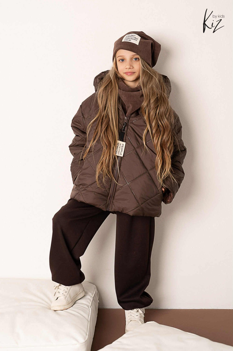 KURTKA ZIMOWA CZEKOLADOWA KIZ 