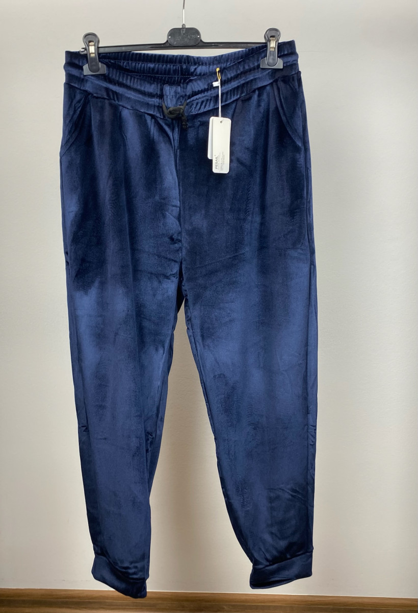 Spodnie welurowe ze ściągaczem - rozm. 4xl/5xl // 5xl/6xl - 21521 - granat