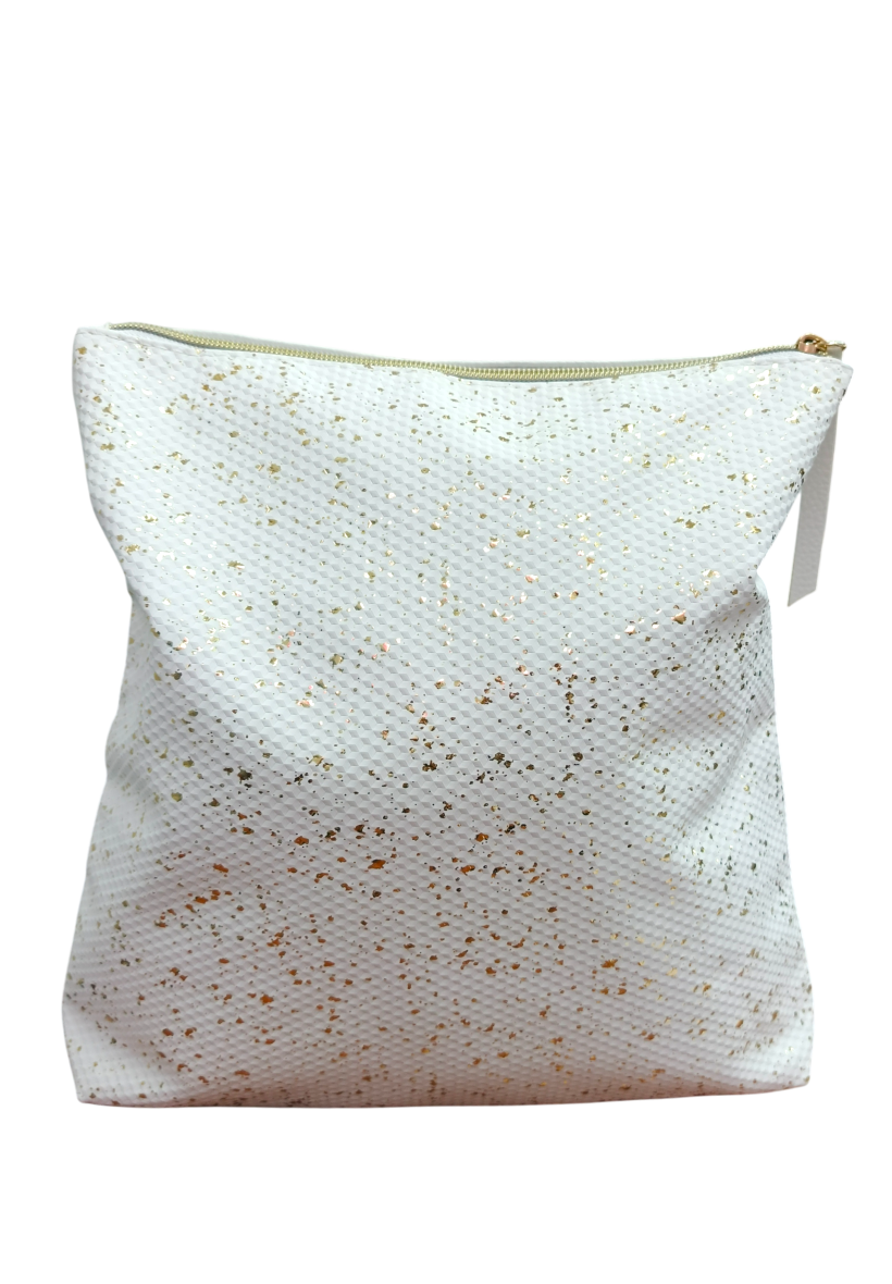Kosmetyczka duża kremowo złota 30x30cm 