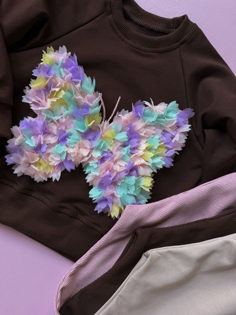 BLUZA CZEKOLADOWA MOTYL 3D MAM TEN LUZ