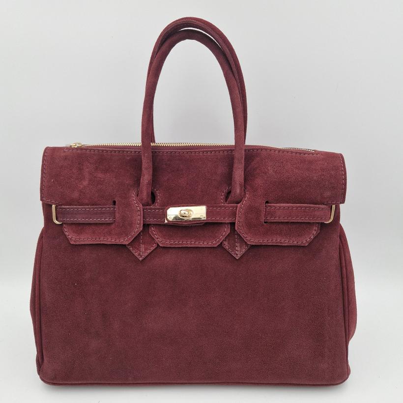 MASSIMO CONTTI HERMESKA BURGUND ZAMSZ NATURALNY