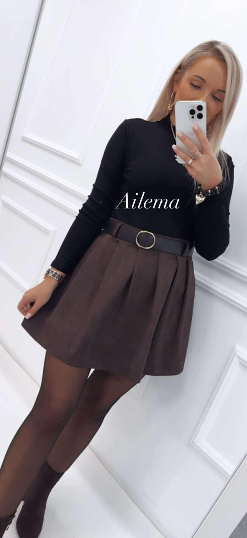 Spódnica kk975 krótka z paskiem