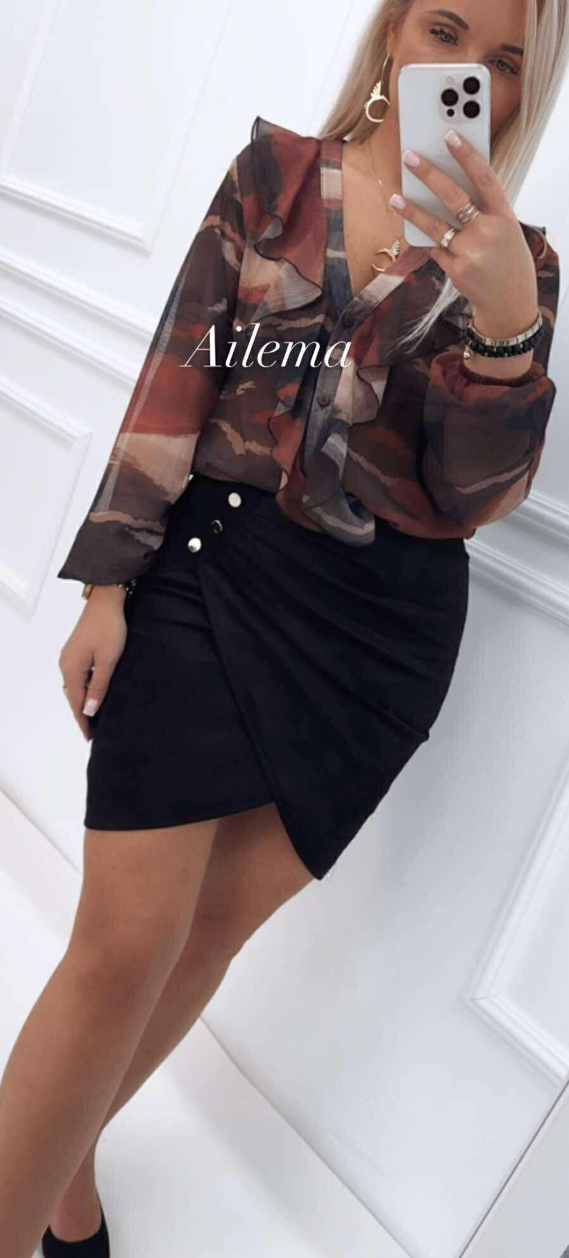 Spódnica zamsz kk976 ozdobne guziki