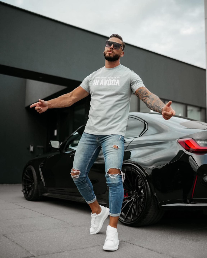 T-shirt męski ZOAN jasny szary