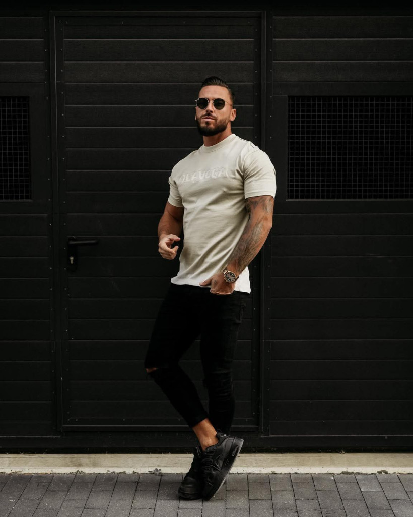 t-shirt męski REAL beż