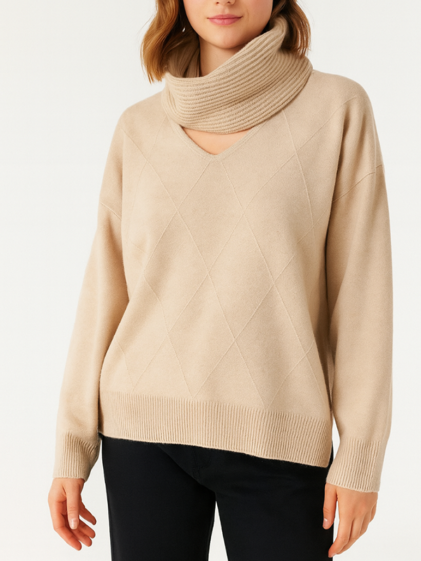 Sweter+komin beżowy 1579