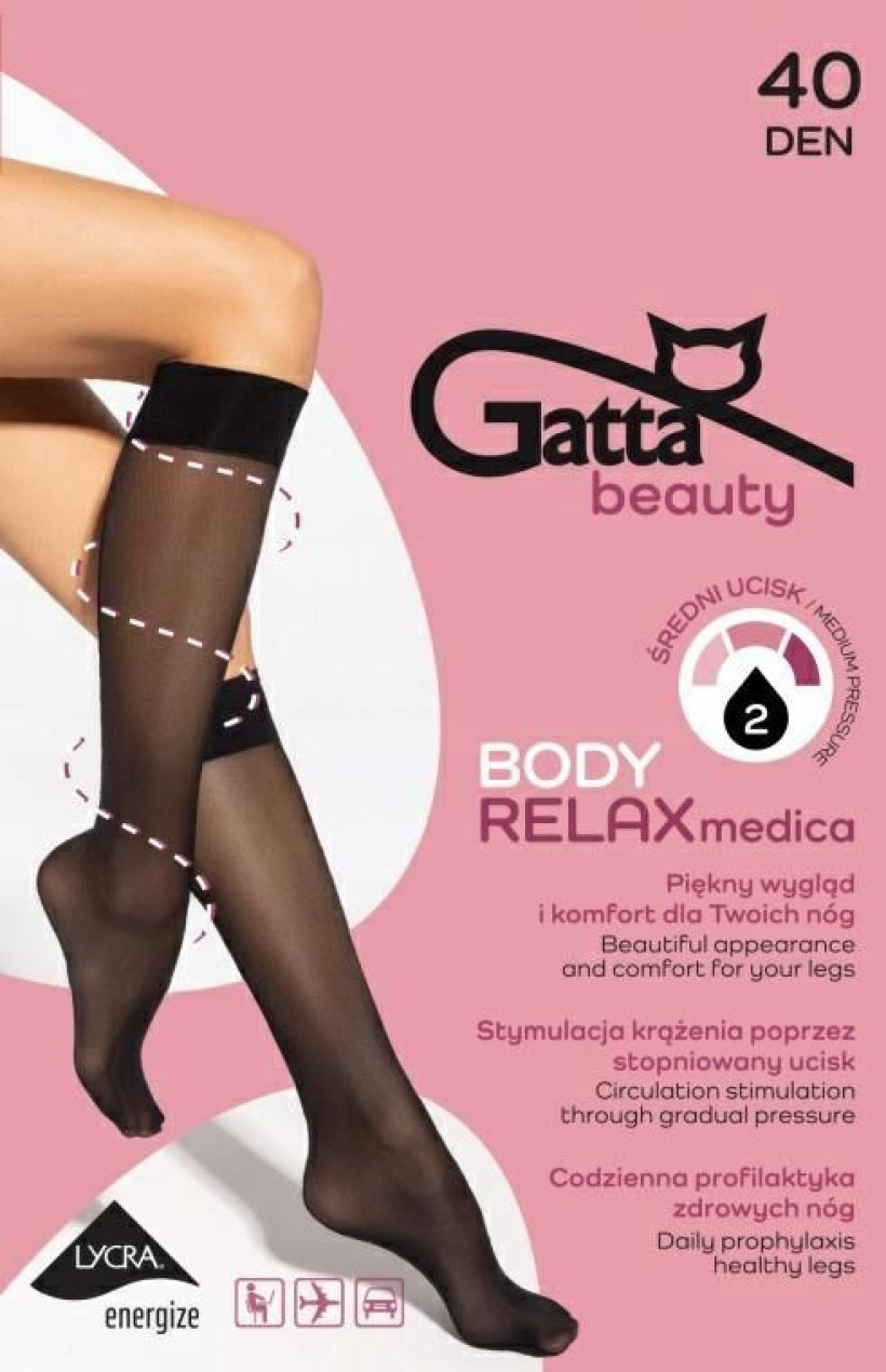 RELAX - podkolanówki czarne/beżowe gatta, dwa kolory: czarny i brąz