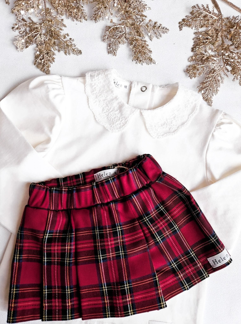 SPÓDNICO-SPODENKI KRATA CZERWONA Z ZAKŁADKAMI HELEN