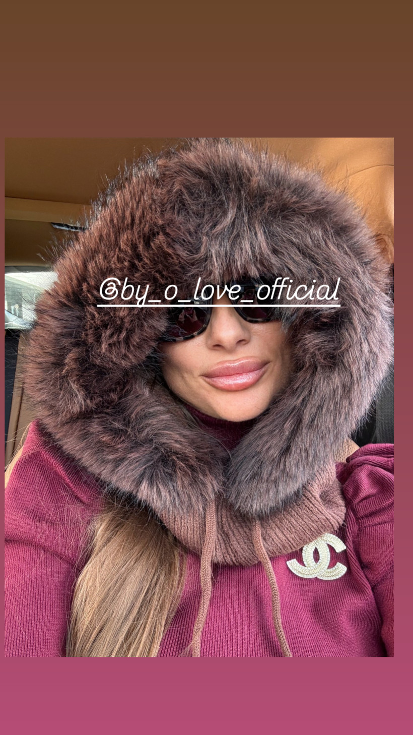 Czekomus  Balaclava Aura futerko nowy damski czapka szalik komin