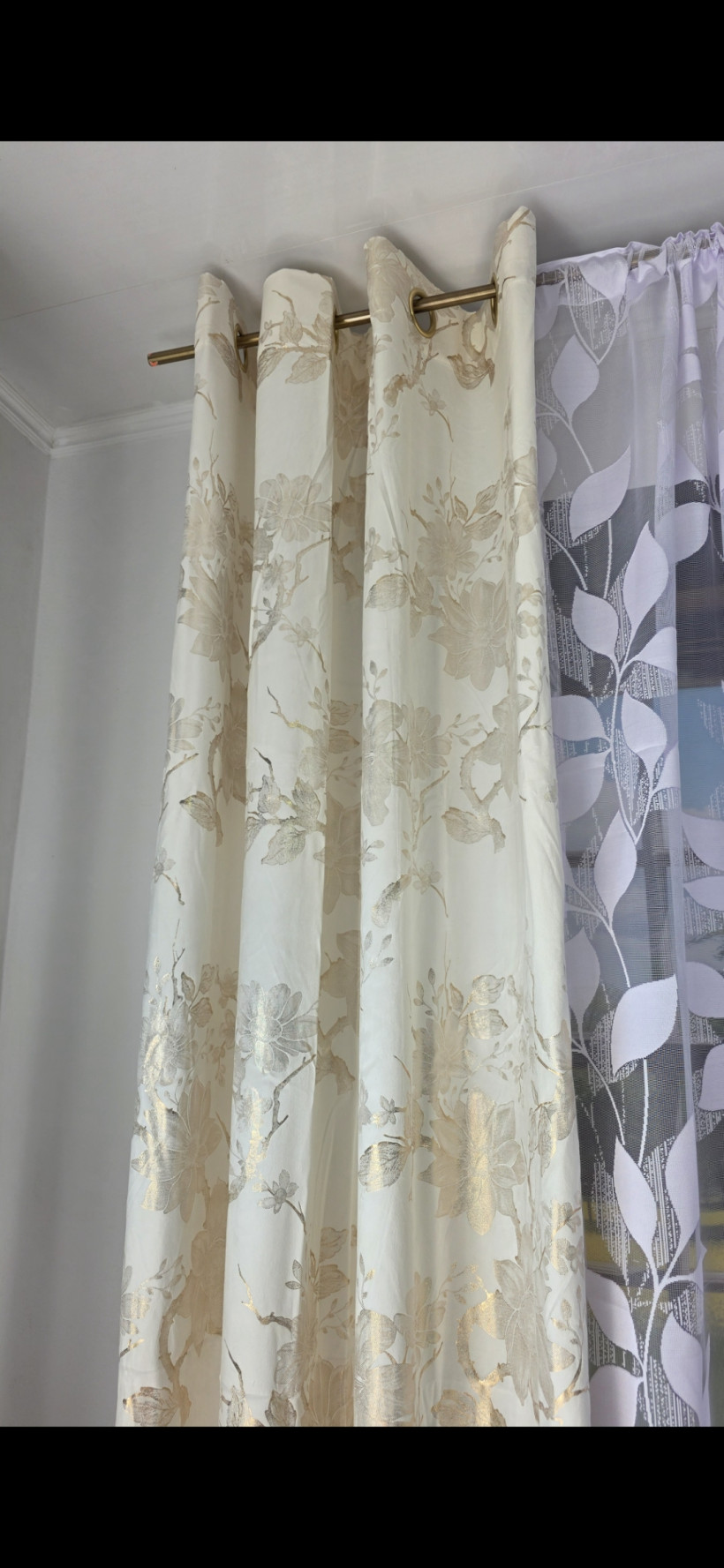 Zasłona krem ze złotem 140x250cm welur celia