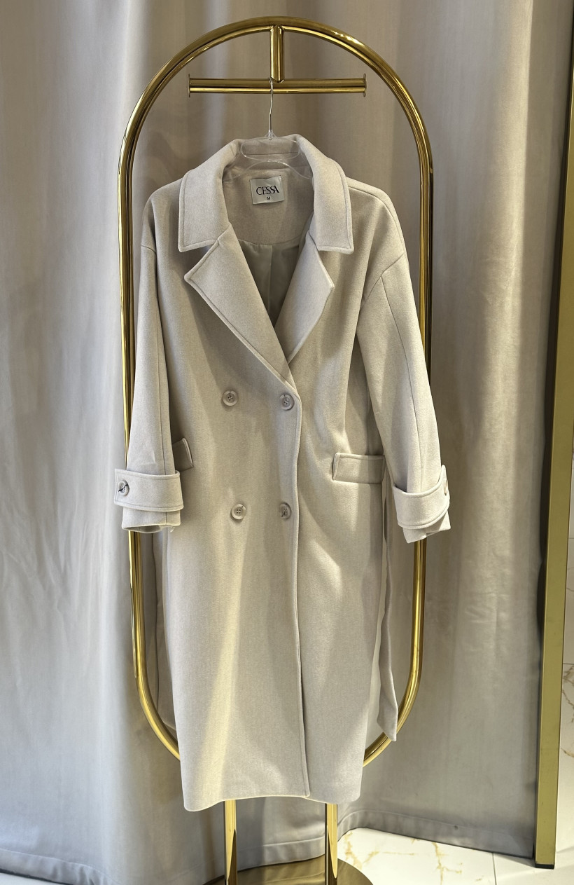 CES PŁASZCZ WEŁNIANY ŚMIETANA