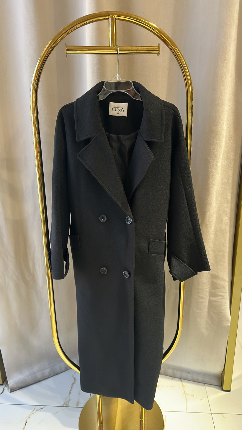 CES PŁASZCZ WEŁNIANY CZARNY