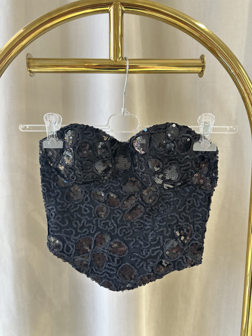 GIORGIA GORSET CEKINY CZARNY