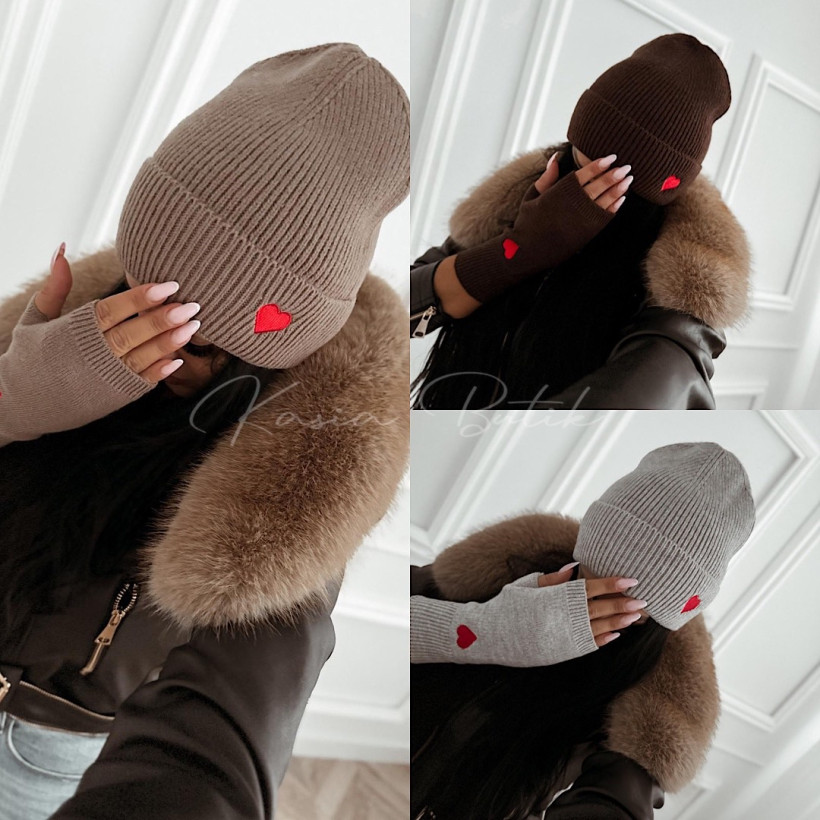 Komplet Heart Czapka i Rękawiczki