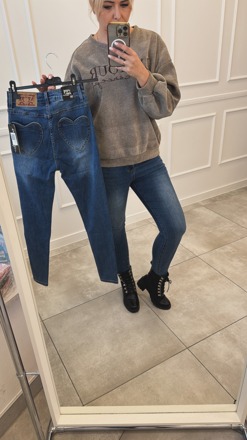 Spodnie jeans kieszonki serca 13795