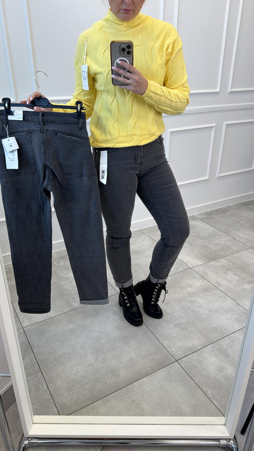 Spodnie jeans grafit Mom Fit 13796