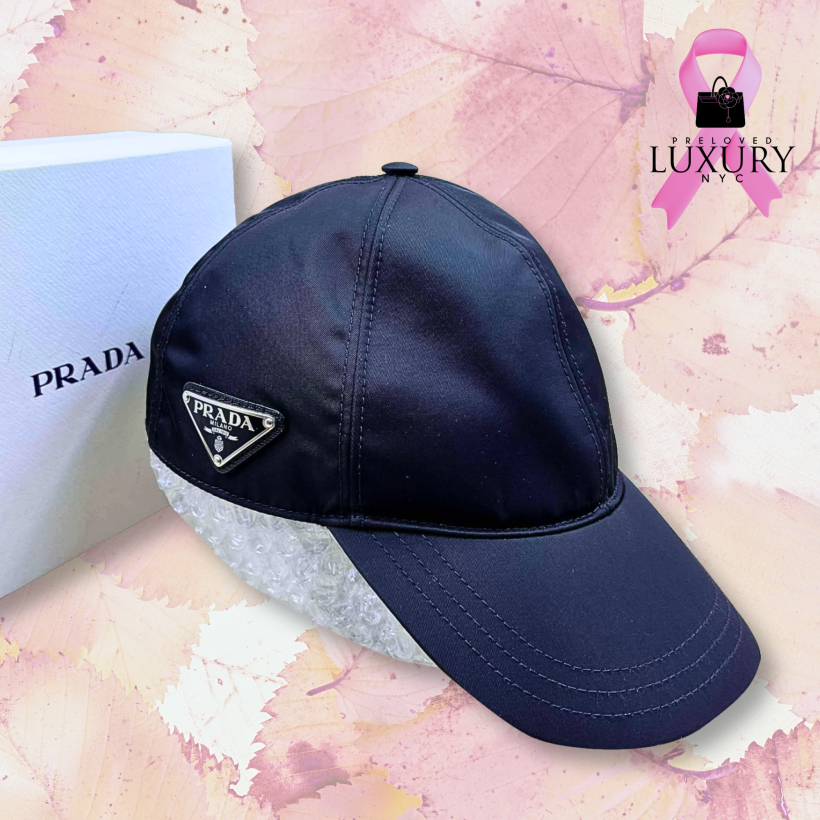 PRADA Renylon Triangle Logo Plate Cap #M 58cm with Tag