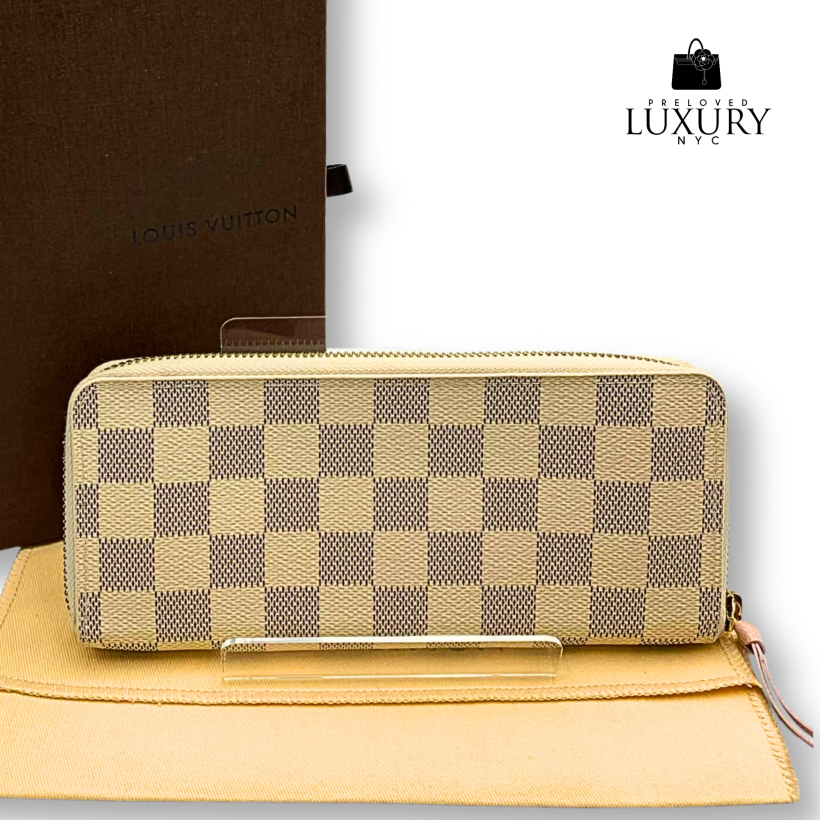 LOUIS VUITTON N61264 Clemence Rose Ballerine Portefeuille, White, GI2187